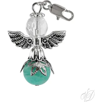 Přívěsek Anděl přívěsek s karabinkou - Amazonit (Přívěsek Andělíček s karabinkou - Andílek z korálků pro štěstí)