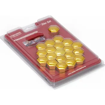 Samolepicí dekorace na vozidlo Sada krytek na kolové šrouby nebo matice Wemar, žluté 20ks, CK1920YWEM, 19mm