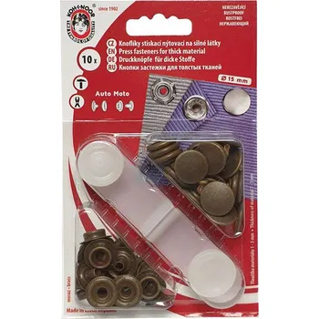 Knoflík Knoflíky stiskací staromosaz hladké, druky AM, průměr 15mm (v.6), 10ks