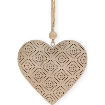 Srdce závěs kov 13cm růžová (797879)