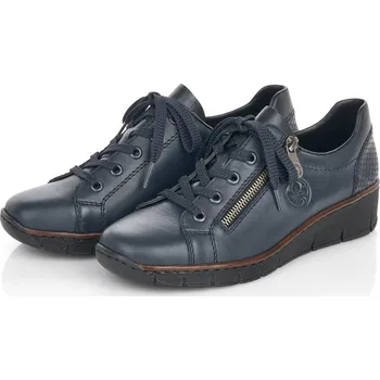 Dámské polobotky Dámské kožené polobotky 53702-14 RIEKER modré Barva: blau, Velikost: 40