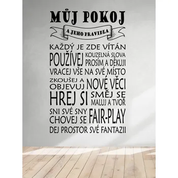 Samolepící dekorace Samolepka na zeď Nápis na stěnu - Můj pokoj 120x73 cm (dekorace na zeď)