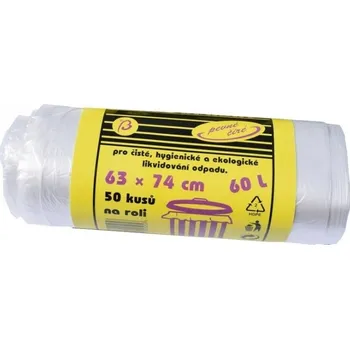 Pytle na odpadky Sáčky na odpadky 60 litrů, 63x74cm, BETA, 50 ks/bal. 256374TRP Čirá