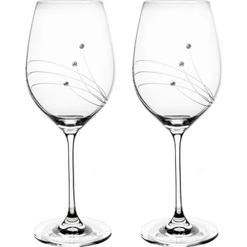 Sklenice Bohemia Crystal Sklenice na červené víno přátelská souprava paprsky - 2 ks. Swarovski, Preciosa 470 ml 2 