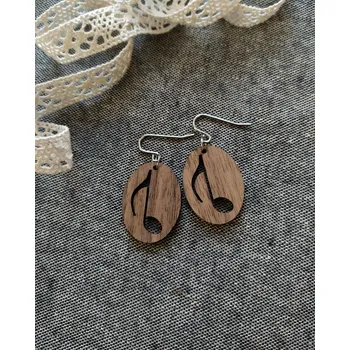 Náušnice art-wood.cz Dřevěné náušnice - Noty