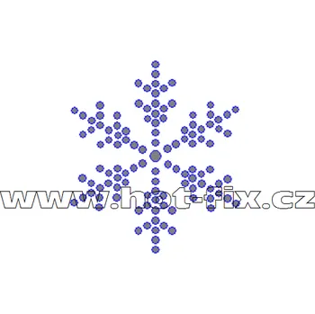 SV027 - sněhová vločka nažehlovací hot-fix kamínková aplikace na textil, rozměry cca 4,4x5,0cm barva: kameny barva 101 Crystal /stříbrná
