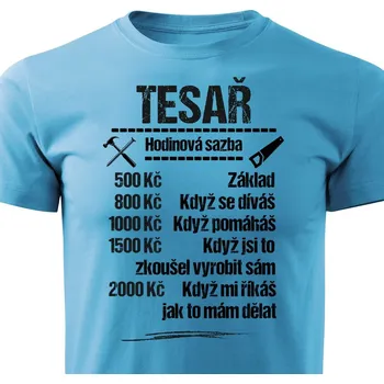 Pánské tričko Pánské tričko Tričko Tesař - sazba Barva: Tyrkysová, Velikost: L