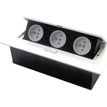 Elektrická zásuvka Výklopná elektrická zásuvka 3x230V vestavná bílá s kabelem 1,5m ((výklopné zásuvkové moduly))
