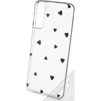 Pouzdro na mobilní telefon 1Mcz Trendy Černá srdíčka TPU ochranný kryt pro Samsung Galaxy S21 Plus průhledná (transparent)