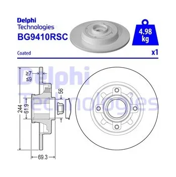 Brzdový kotouč Brzdový kotouč DELPHI BG9410RSC