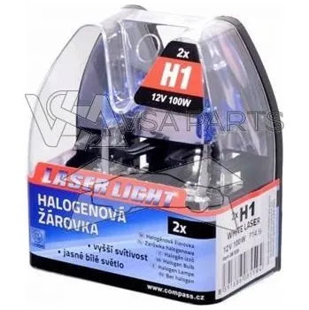 Autožárovka COMPASS Žárovka 12V H1 100W 2ks WHITE LASER