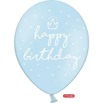 Balónek Balónky pastelově modré s nápisem Happy Birthday 30 cm strong, 6 ks
