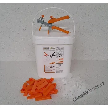 Obklad Sada Fixlevel v kbelíku (200ks spona + 100ks klín + kleště) (Pro snadnou a rychlou pokládku obkladů a dlažeb.)