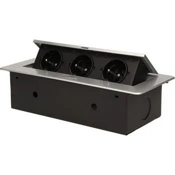 Elektrická zásuvka Výklopná zásuvka vestavná stříbrná, oblé hrany (3x 230V nepropojená bez přívodního kabelu)