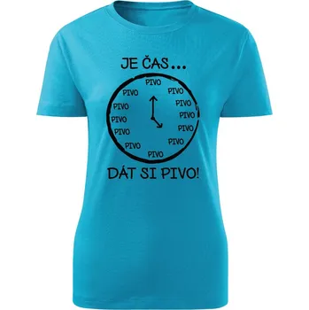 Dámské tričko Dámské tričko Je čas na pivo Barva: Tyrkysová, Velikost: XL