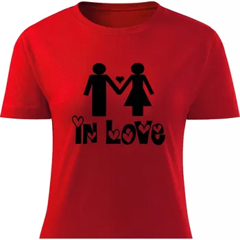 Dámské tričko Dámské tričko In love Barva: Červená, Velikost: M