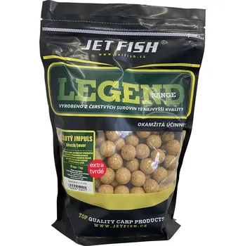 Boilies Jet Fish Extra Tvrdé Boilie Legend Range Žlutý Impuls Ořech Javor 250 g - 24 mm