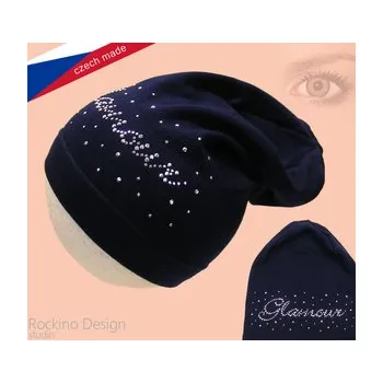 Čepice obvod 54,56 cm -Dívčí podzimní/jarní čepice Rockino - tm.modrá barva