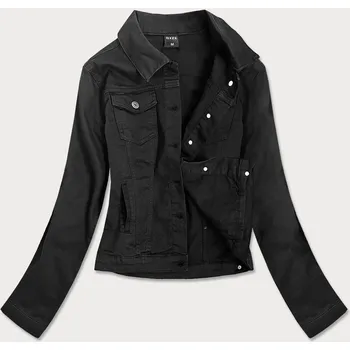 Jednoduchá černá dámská džínová bunda s kapsami (SA40) odstíny černé L (40)