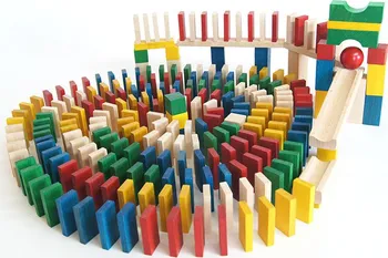 Dřevěná hračka EkoToys Domino barevné 430 ks