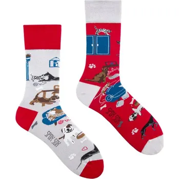Pánské ponožky Veselé ponožky Spox Sox pejsek a kočička Velikost ponožek: 44-46