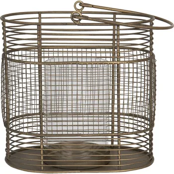 Svícen Kovový zlatý svícen s patinou na čajové svíčky - 19*12*19 cm