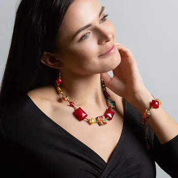 Náhrdelník Lampglas Skvostný náhrdelník Indian Summer s 24karátovým zlatem v perlách Lampglas