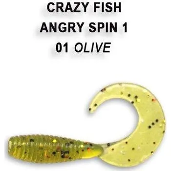 Gumová nástraha Crazy Fish Angry spin 2,5cm 01 Olive (8ks)