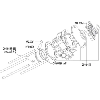 Motodíl Sada těsnění válce Polini racing 80ccm, Piaggio / Derbi motor D50B0 209.0459
