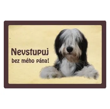 Plechová cedule Smal Výstražná cedule: Bearded kolie II