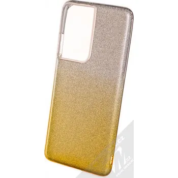 Pouzdro na mobilní telefon 1Mcz Shining Duo TPU třpytivý ochranný kryt pro Samsung Galaxy S21 Ultra stříbrná zlatá (silver gold)
