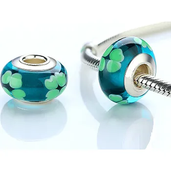 Korálek Korálek čtyřlístek zelený skleněný TOPBEADS