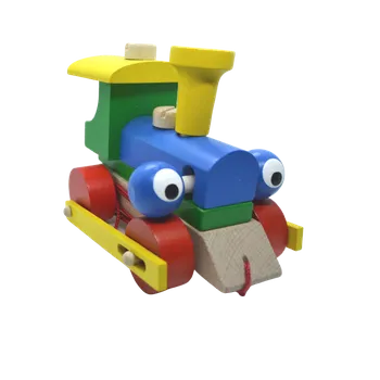 Dřevěná hračka Tahací mrkací mašinka