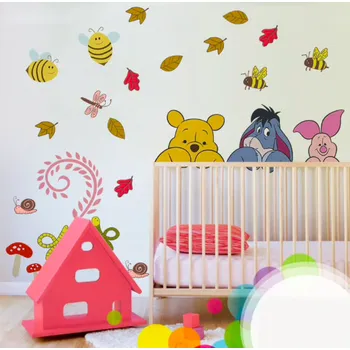 Samolepící dekorace Samolepka na zeď "Medvídek Pú 3v1" 60x40cm