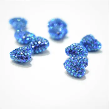Korálek Šatonová srdce menší Crystal Bermuda Blue 9 x 10,5mm polovrtané AB 035