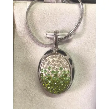 Náhrdelník Náhrdelník chirurgická ocel (Kulatý přívěsek zdobený kamínky)