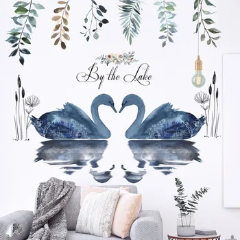 Samolepící dekorace Samolepka na zeď "Labutě" 80x87 cm