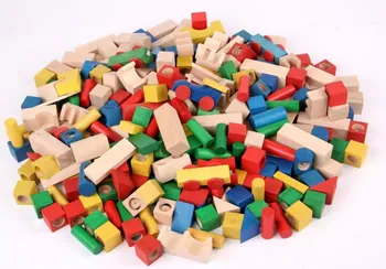Dřevěná hračka EkoToys Kostky barevné 500 ks