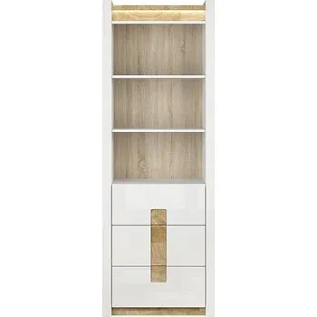 Obývací stěna ALAMEDA regál REG3S, bílý lesk/dub westminster