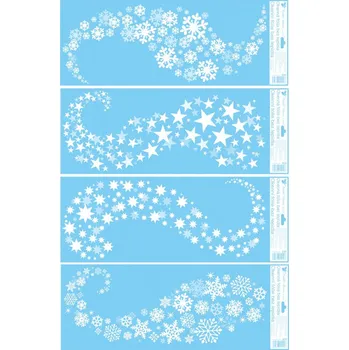 Okenní dekorace Anděl Přerov Okenní fólie pruhy s glitrem 60 x 22,5 cm, vločky, hvězdy