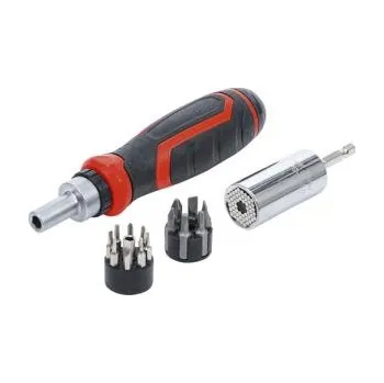 Bit Hlavice univerzální s tyčkam 7-19mm, šroubovák ráčový s bity a univerz