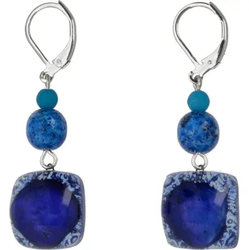 Náušnice Skleněné náušnice tmavě modré s korálky NK0302