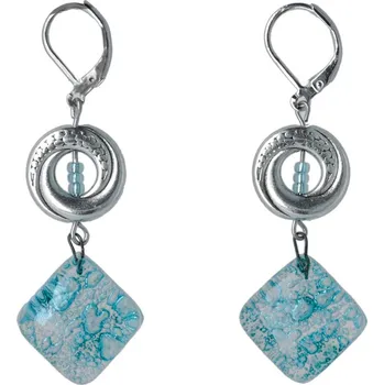 Náušnice Skleněné náušnice tyrkysové s korálky NK0102