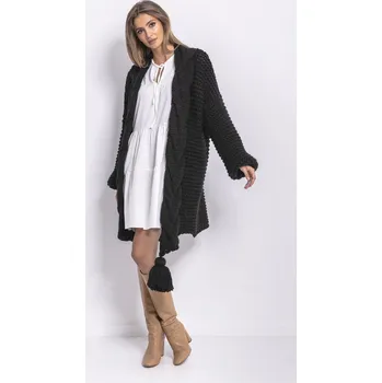 Dámský svetr Glara Dlouhý vlněný kardigan se střapcem 573646