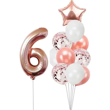 Balónek Balónkový set 6.narozeniny, rose-gold, 11 ks