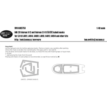 Plastikový model 1/48 Mask MiG-29 Fulcrum 9-12 / 9-13 BASIC (GWH)