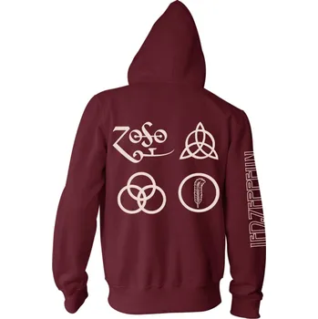 Pánská mikina mikina s kapucí pánské Led Zeppelin - Symbols Maroon - NNM - RTLZEZHMSYM - S