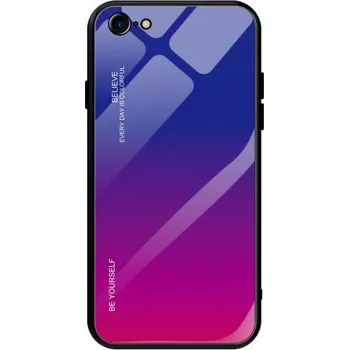 Pouzdro na mobilní telefon Kryt se skleněnou zadní stranou pro iPhone 7 / 8 / SE (2020/2022) - modro-fuchsiový