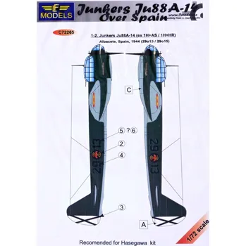 Plastikový model 1/72 Decals Junkers Ju 88A-14 over Spain (HAS)