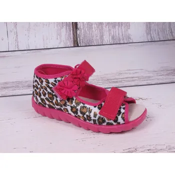 Dívčí bačkory Bačkůrky papučky sandálky Befado 502P001 růžové s leopardím vzorem velikost: 22